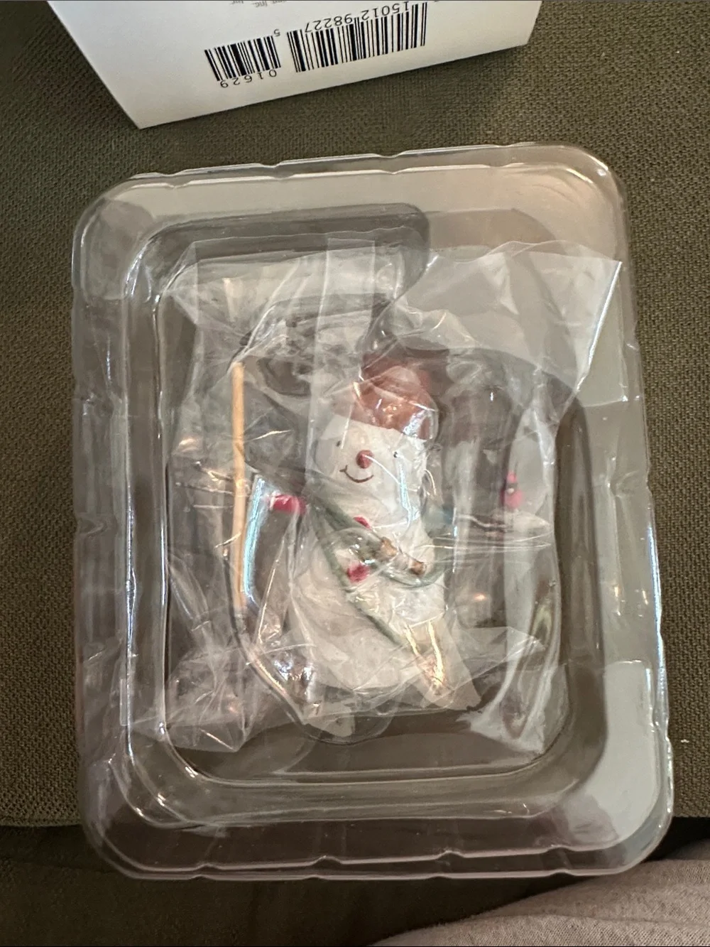 Vintage 2007/Hallmark White Snowman with Brown Hat and Green Hose Ornament